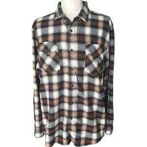 Frye and Co. Men's Plaid Flannel Shirt - Brown and White